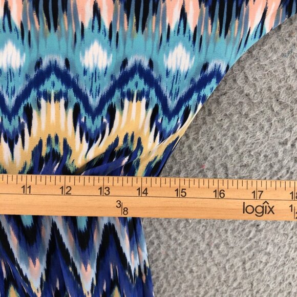 Chicos Dress Womens 0 US Small Blue Nouveau Ikat Knee Blouson 1/2 Cold Shoulder - Picture 9 of 11
